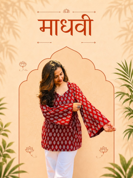 madhvi hand block print cotton kurti