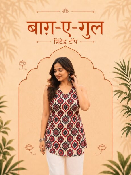 baag e gul ajrak printed cotton top